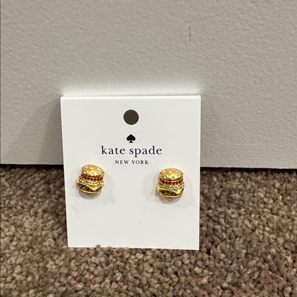 Kate Spade Hamburger fast food stud earrings NWT - Picture 1 of 2